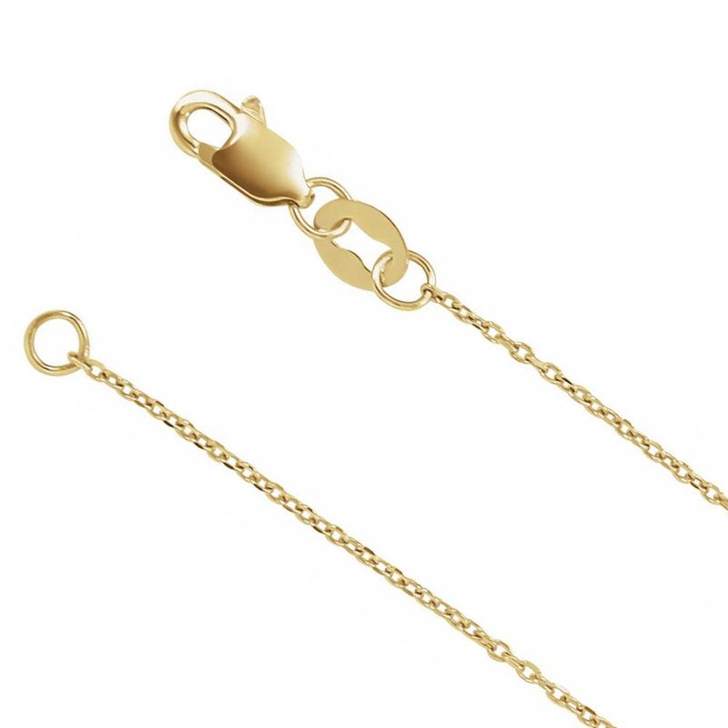 1mm 14k Yellow Gold Diamond-Cut Solid Cable Chain Necklace, 16 Inch